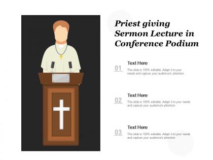 Priest giving sermon lecture in conference podium