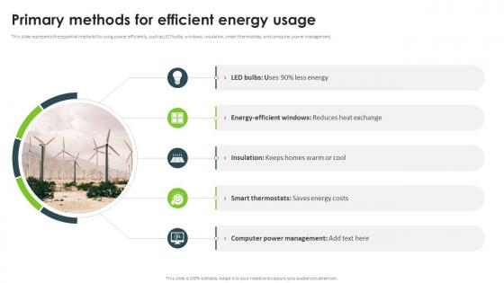 Primary Methods For Efficient Energy Usage Energy Efficiency