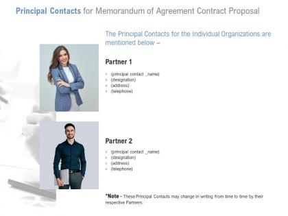 Principal contacts for memorandum of agreement contract proposal ppt ideas