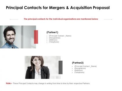 Principal contacts for mergers and acquisition proposal team ppt slides