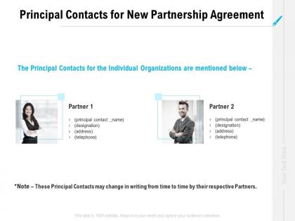 Principal contacts for new partnership agreement ppt powerpoint pictures aids
