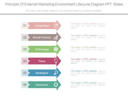 Principle of external marketing environment lifecycle diagram ppt slides