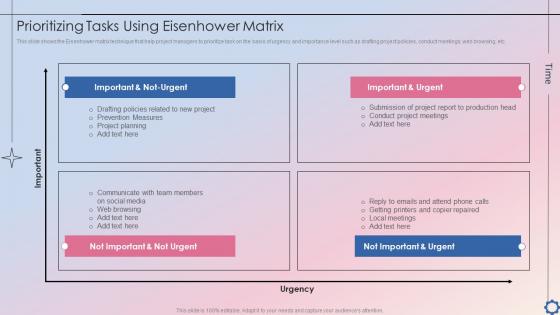 Prioritizing Tasks Using Eisenhower Matrix Project Time Administration