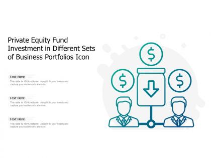Private equity fund investment in different sets of business portfolios icon