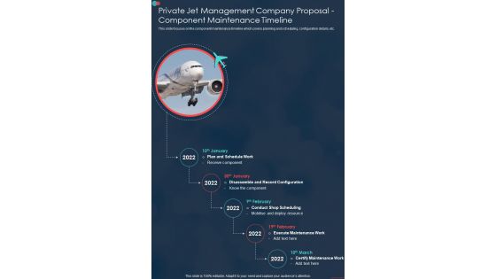 Private Jet Management Company Component Maintenance One Pager Sample Example Document