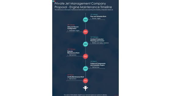 Private Jet Management Company Engine Maintenance One Pager Sample Example Document
