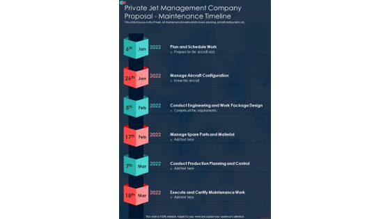 Private Jet Management Company Maintenance One Pager Sample Example Document