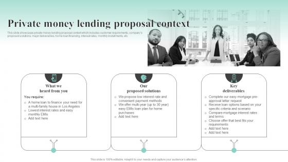 Private Money Lending Proposal Context Home Loan Mortgage Lenders Proposal