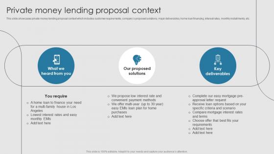 Private Money Lending Proposal Context Ppt Powerpoint Presentation Professional Icons