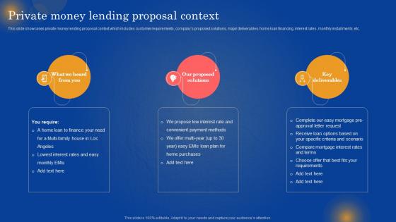 Private Money Lending Proposal Context Private Mortgage Lender Proposal