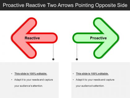 Proactive reactive two arrows pointing opposite side