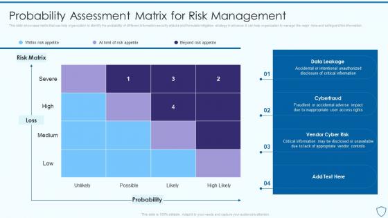 Probability Assessment Matrix For Risk Assessment And Management Plan For Information Security