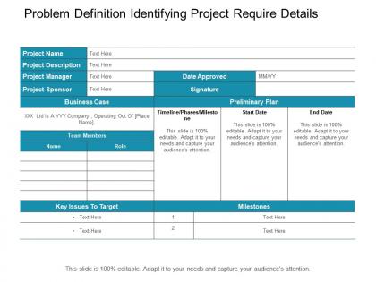 Problem definition identifying project require details