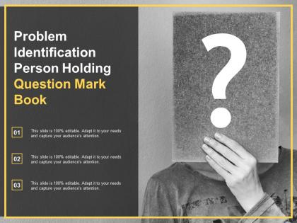 Problem identification person holding question mark book