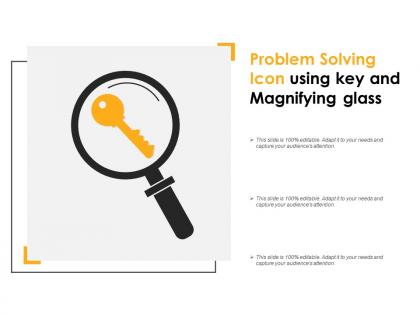 Problem solving icon using key and magnifying glass