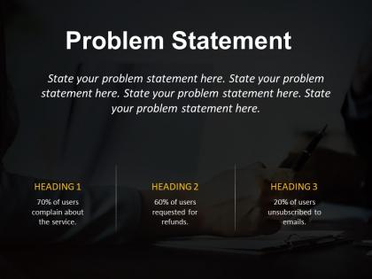 Problem statement for business with editable text placeholders