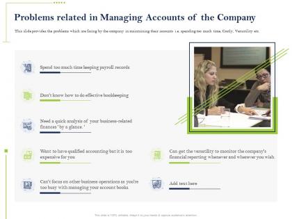 Problems related in managing accounts of the company payroll ppt presentation model