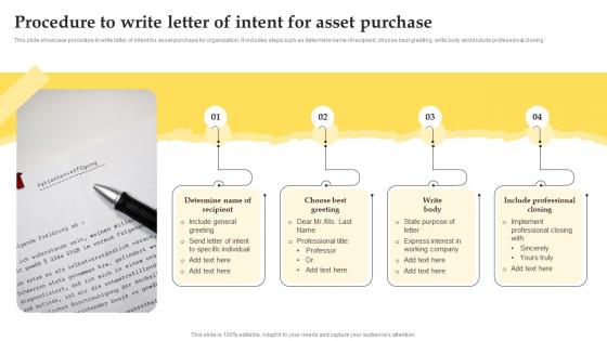 Procedure To Write Letter Of Intent For Asset Purchase