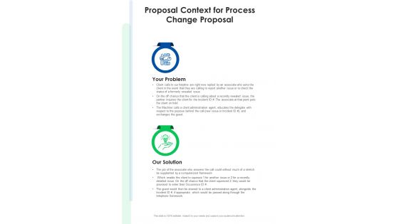 Process Change Proposal For Proposal Context One Pager Sample Example Document