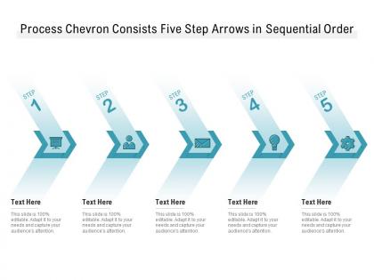 Process chevron consists five step arrows in sequential order