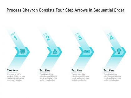 Process chevron consists four step arrows in sequential order