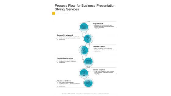 Process Flow For Business Presentation Styling Services One Pager Sample Example Document