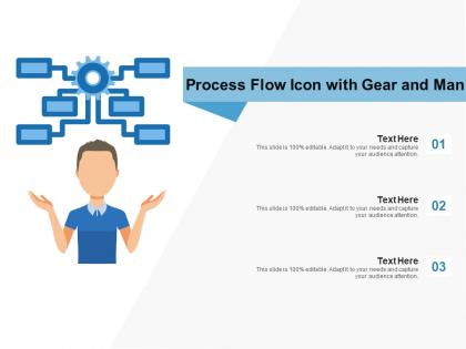 Process flow icon with gear and man