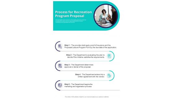 Process For Recreation Program Proposal One Pager Sample Example Document