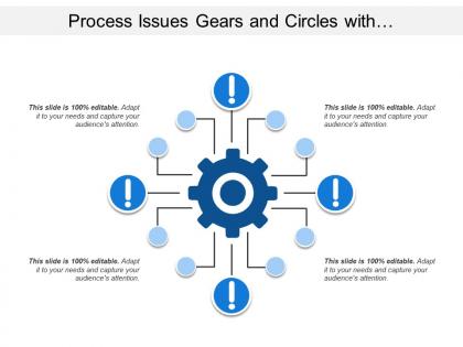 Process issues gears and circles with exclamation signs