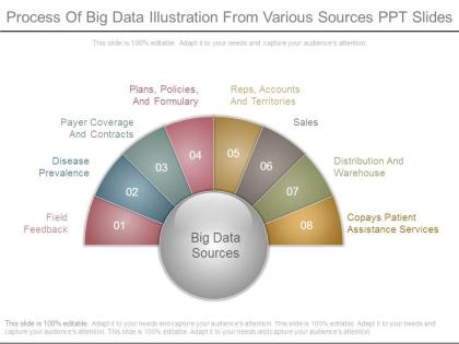 Process of big data illustration from various sources ppt slides