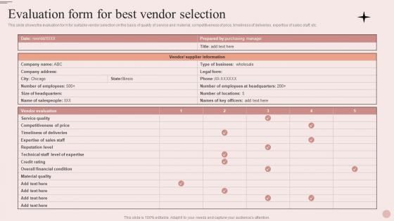 Process Of Merchandise Planning In Retail Evaluation Form For Best Vendor Selection