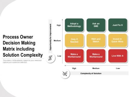Process owner decision making matrix including solution complexity