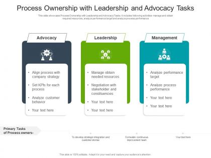 Process ownership with leadership and advocacy tasks