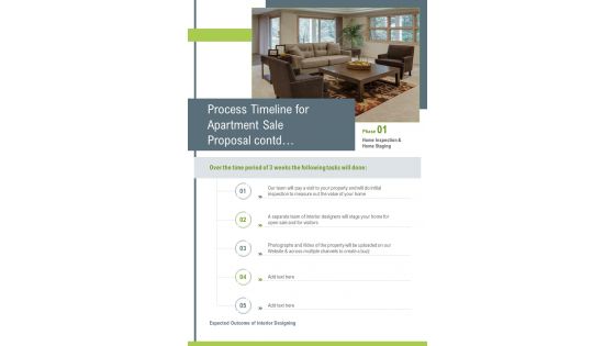 Process Timeline For Apartment Sale Proposal Contd One Pager Sample Example Document