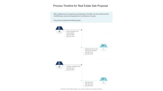 Process Timeline For Real Estate Sale Proposal One Pager Sample Example Document