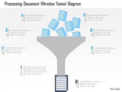 Processing document filtration funnel diagram flat powerpoint design