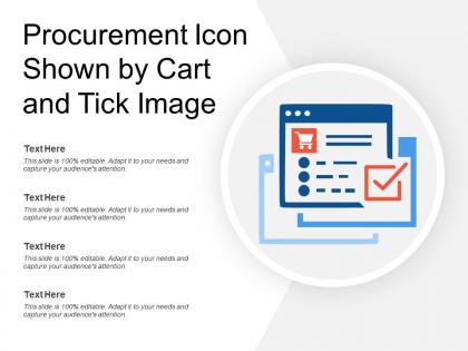 Procurement icon shown by cart and tick image
