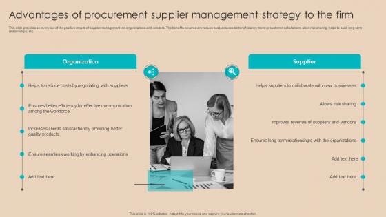Procurement Negotiation Strategies Advantages Of Procurement Supplier Management Strategy SS V