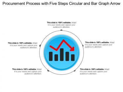 Procurement process with five steps circular and bar graph arrow