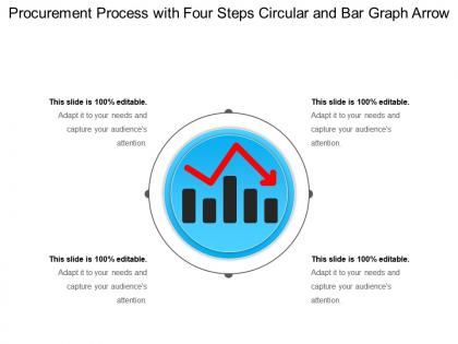 Procurement process with four steps circular and bar graph arrow
