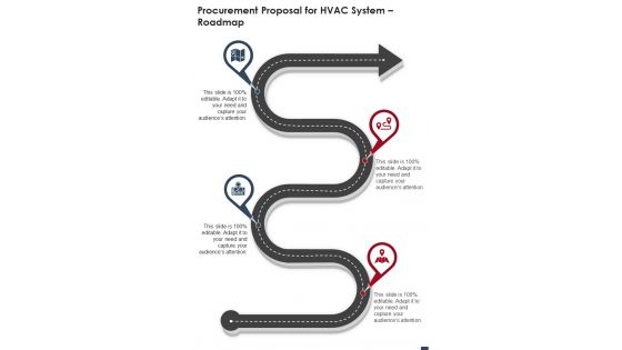 Procurement Proposal For Hvac System Roadmap One Pager Sample Example Document