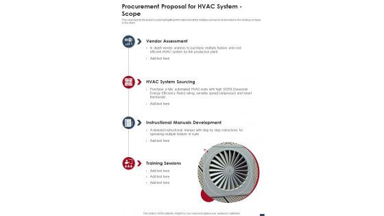 Procurement Proposal For Hvac System Scope One Pager Sample Example Document