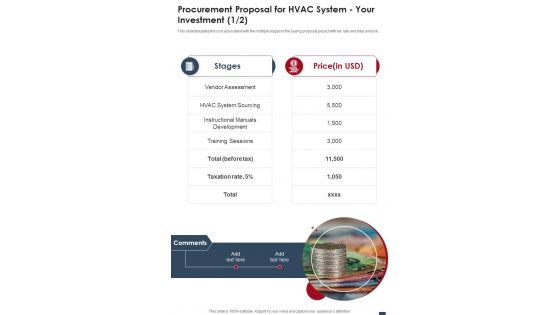 Procurement Proposal For Hvac System Your Investment One Pager Sample Example Document