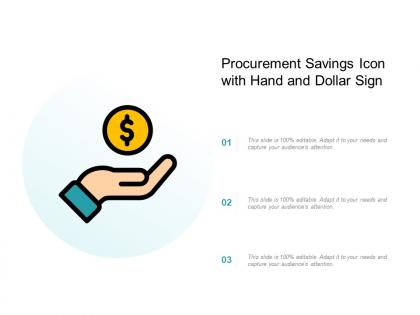 Procurement savings icon with hand and dollar sign