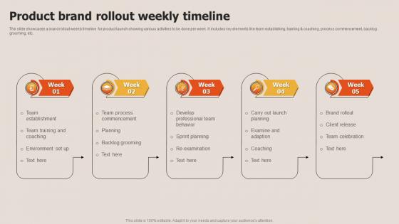 Product Brand Rollout Weekly Timeline