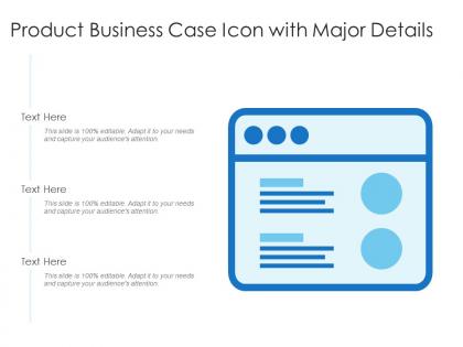 Product business case icon with major details