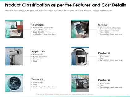 Product classification as per the features and cost details appliances ppt themes