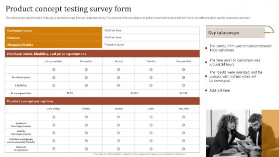 Product Concept Testing Survey Form Optimizing Strategies For Product