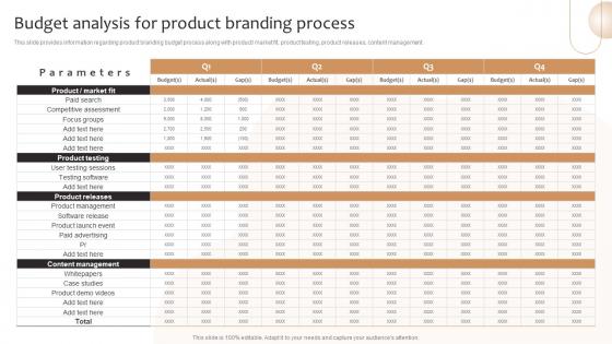 Product Corporate And Umbrella Branding Budget Analysis For Product Branding Process