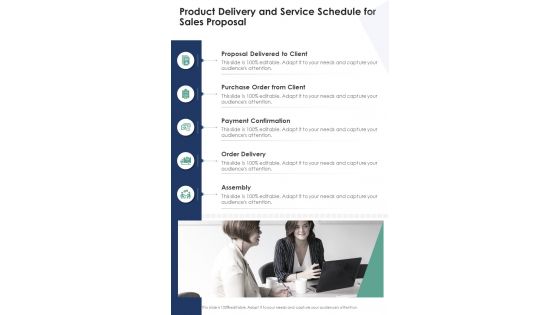 Product Delivery And Service Schedule For Sales Proposal One Pager Sample Example Document